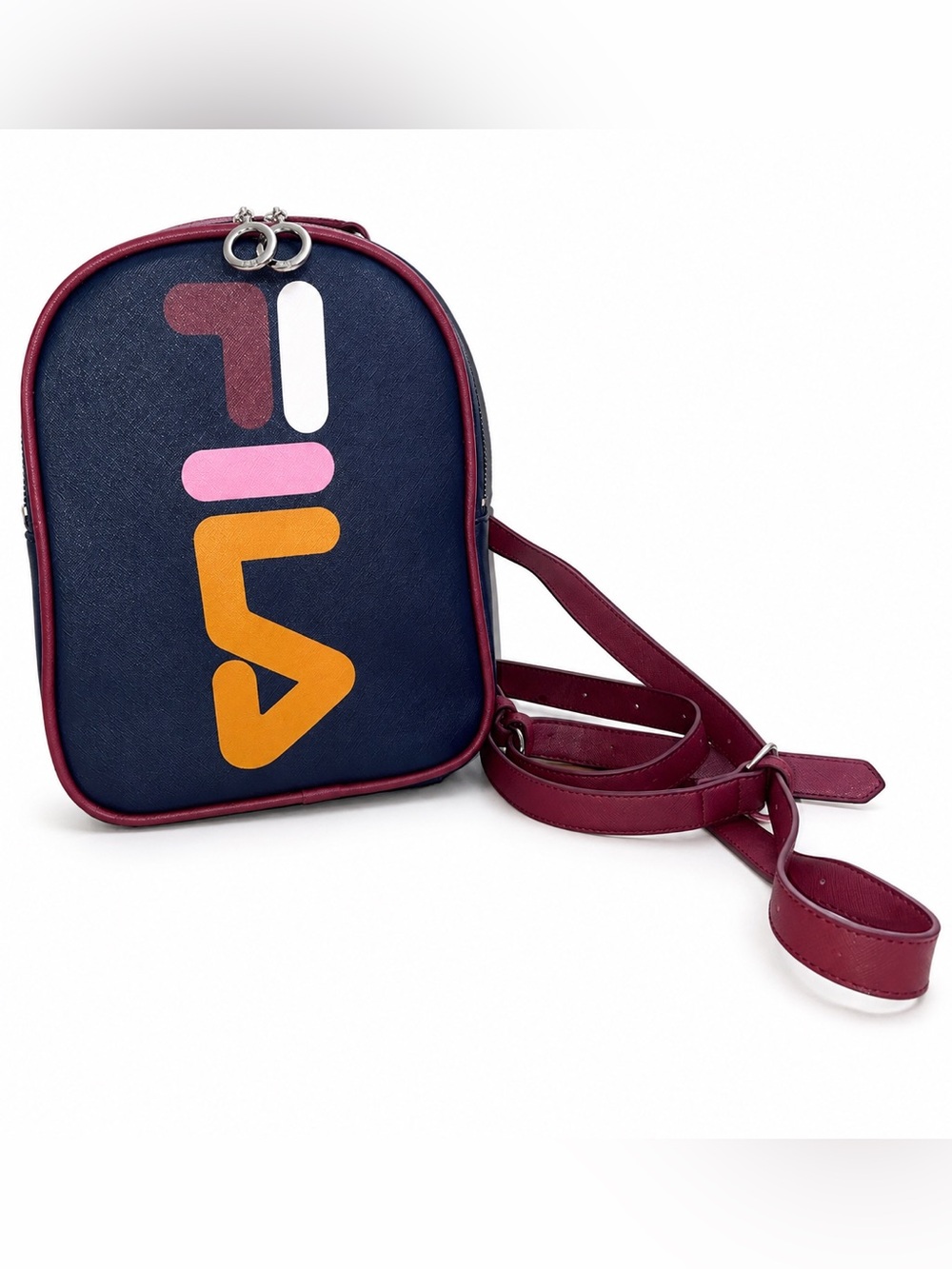 Fila Convertible Backpack Crossbody Bag | Multicolor Faux Leather | 90s Sporty